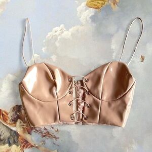 Glossy Nude Bustier Top